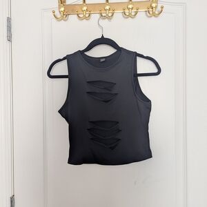 Black Sleeveless Cutout Top